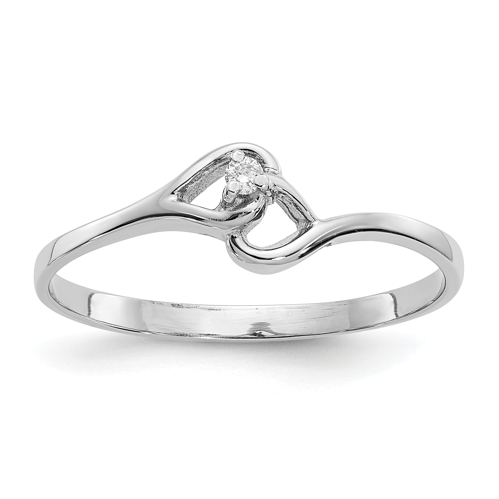 14k White Gold AA Diamond Heart Ring