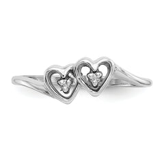 14k White Gold AA Diamond heart ring