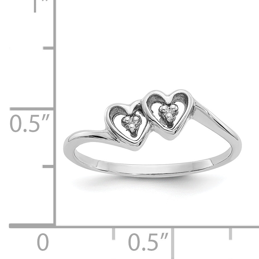 14k White Gold AA Diamond heart ring