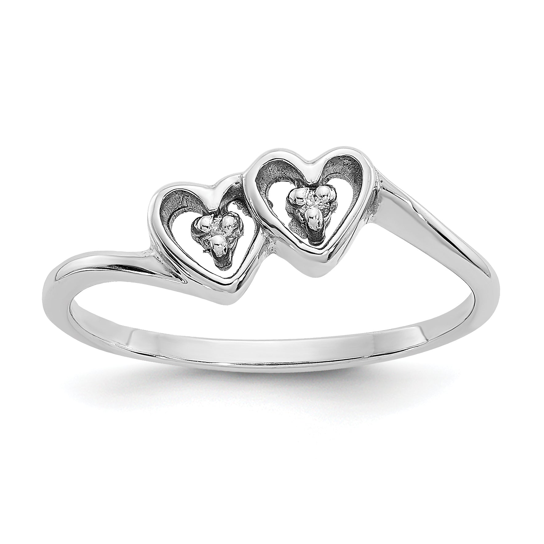 14k White Gold AA Diamond heart ring