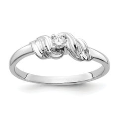 14k White Gold Polished AA Diamond ring