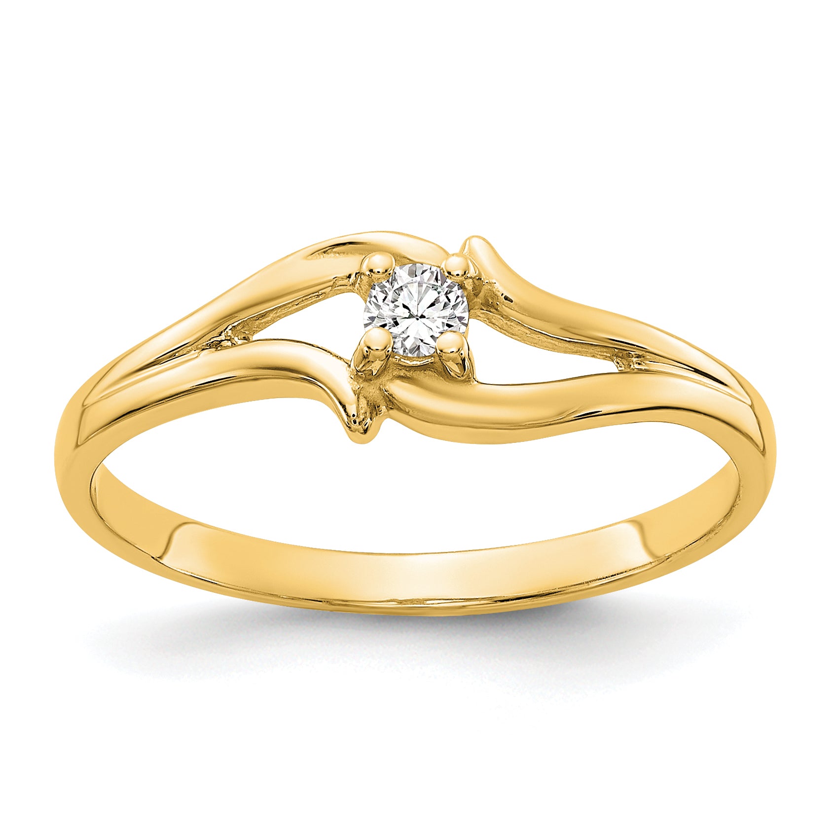 14k Polished AA Diamond ring