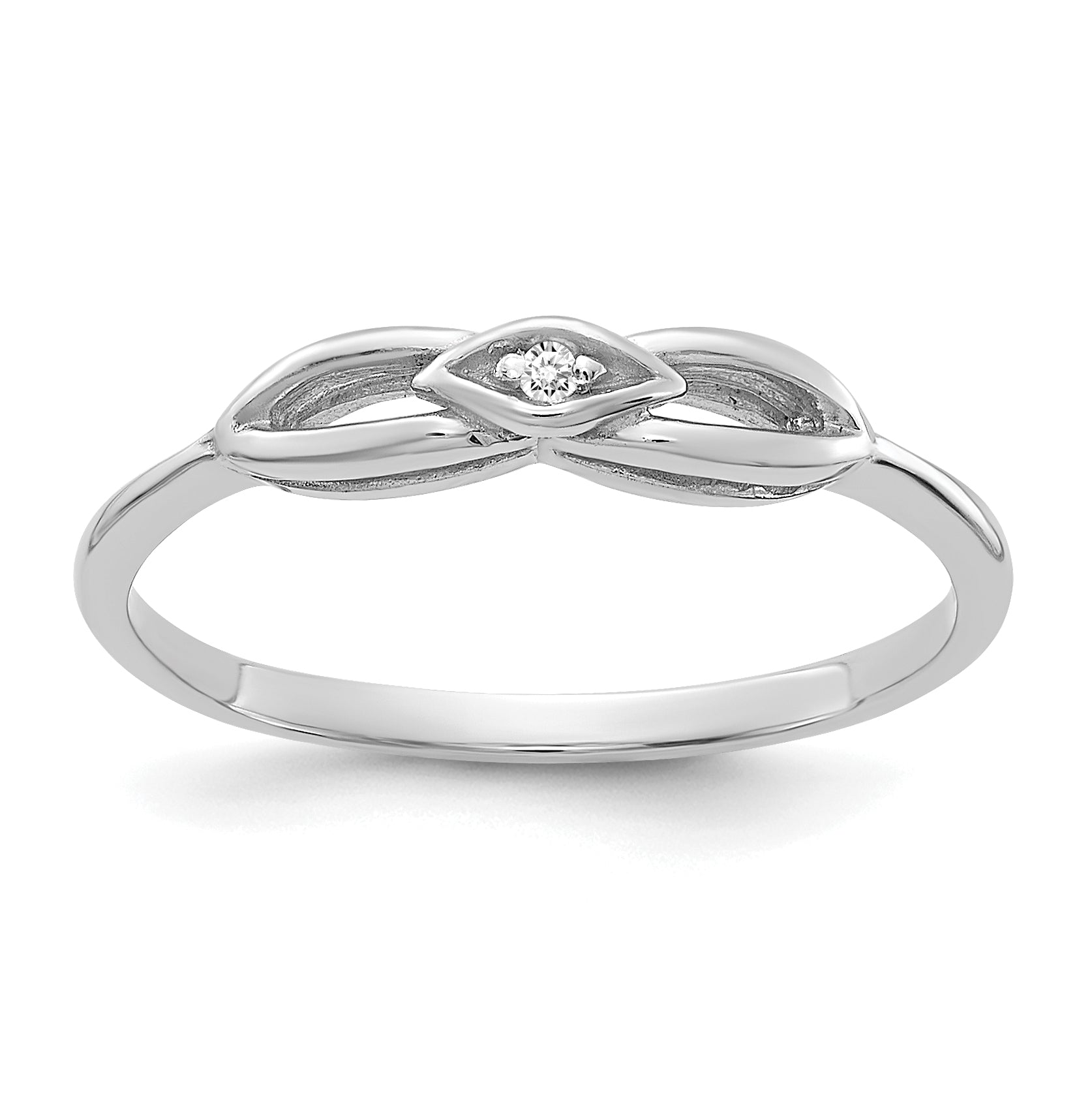 14k White Gold Polished AA Diamond ring