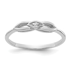 14k White Gold Polished AA Diamond ring