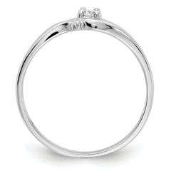 14k White Gold Polished AA Diamond Ring