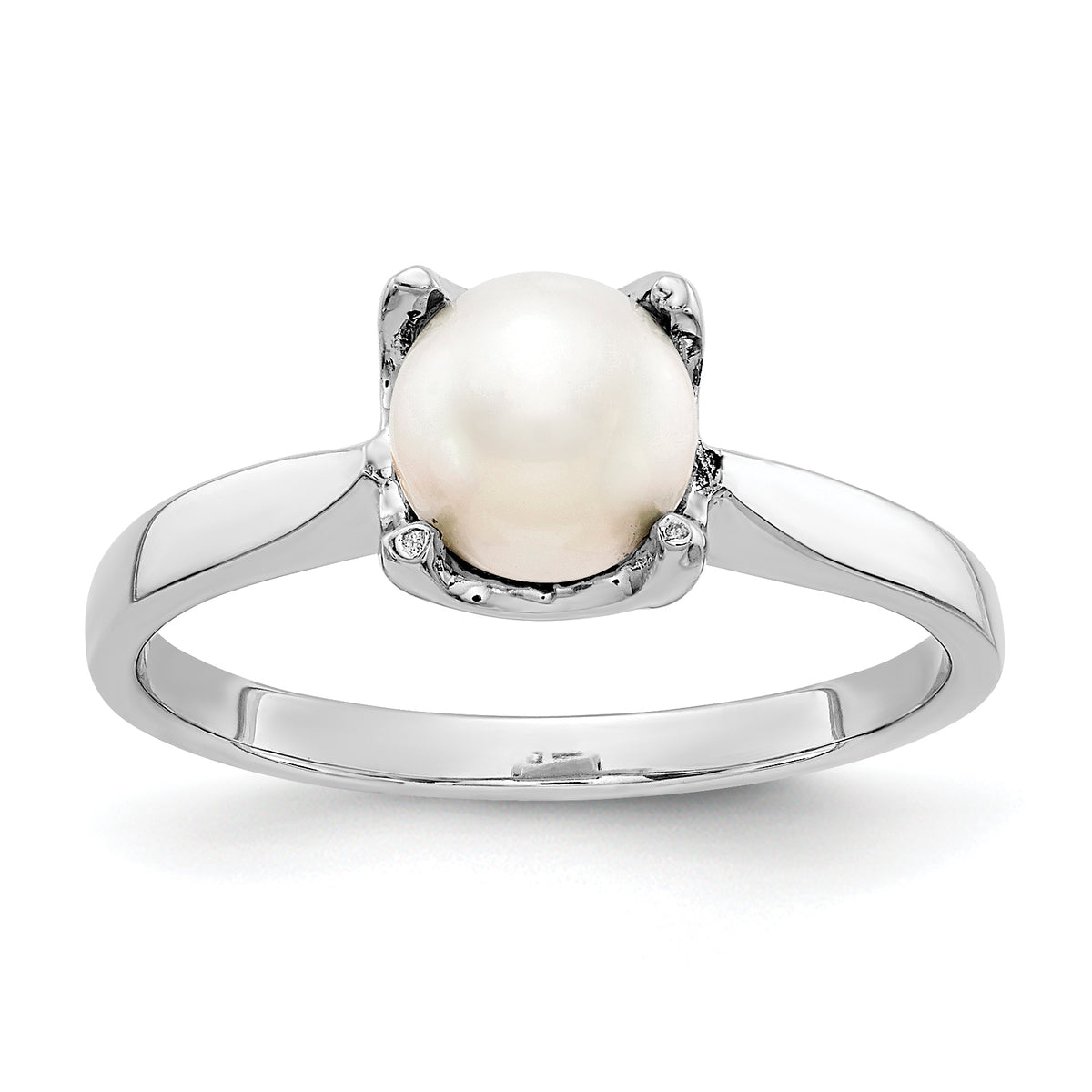 14k White Gold 6mm Fresh Water Cultured Pearl ring