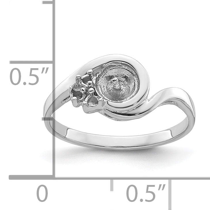 14k White Gold Diamond & 6mm Pearl Ring Mounting