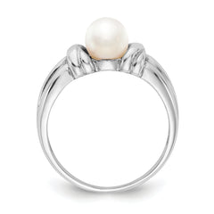 14k White Gold 6mm Fresh Water Cultured Pearl Ring