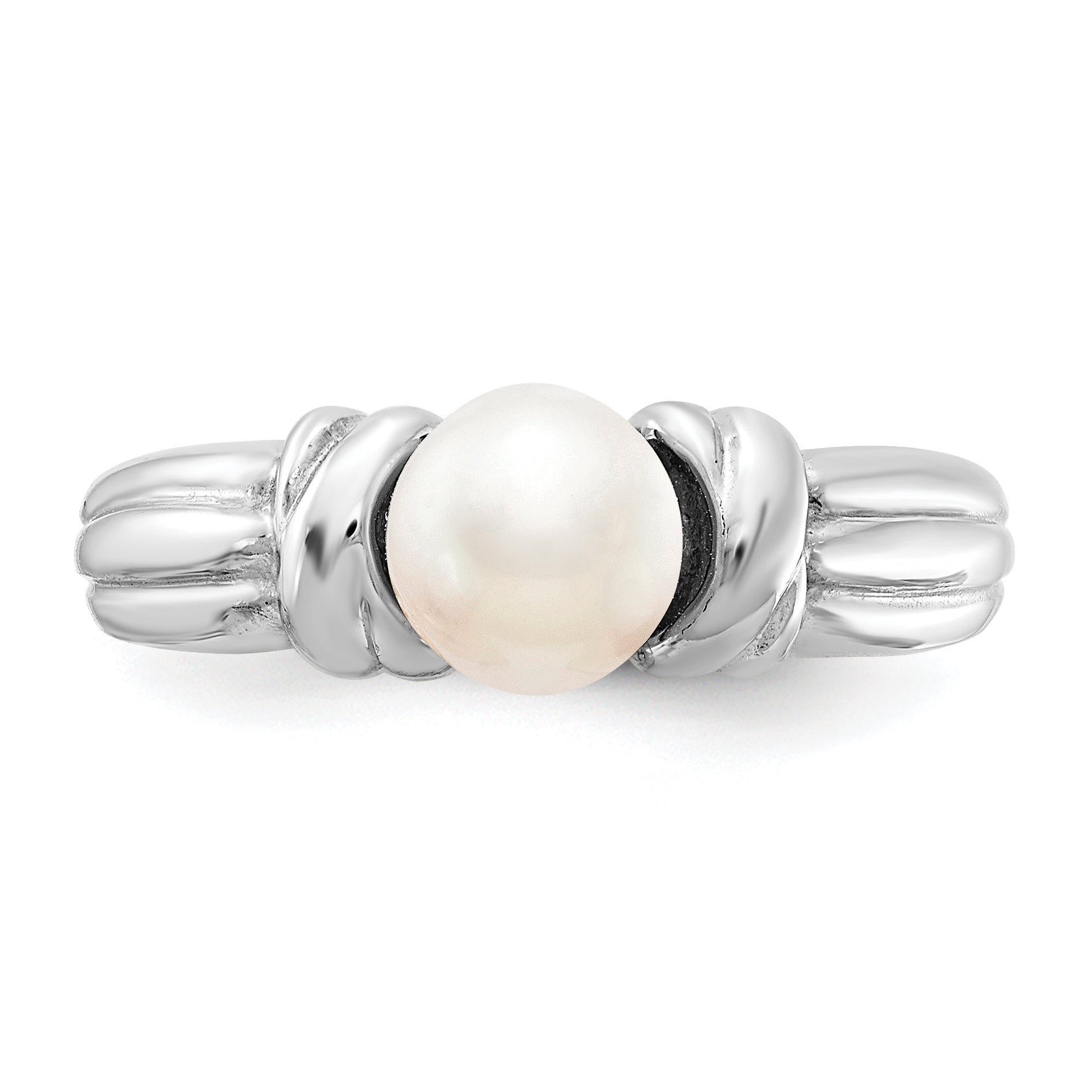 14k White Gold 6mm Fresh Water Cultured Pearl Ring