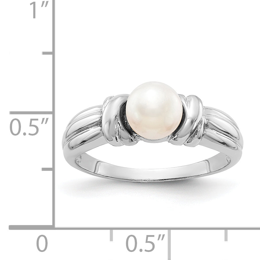 14k White Gold 6mm Fresh Water Cultured Pearl Ring