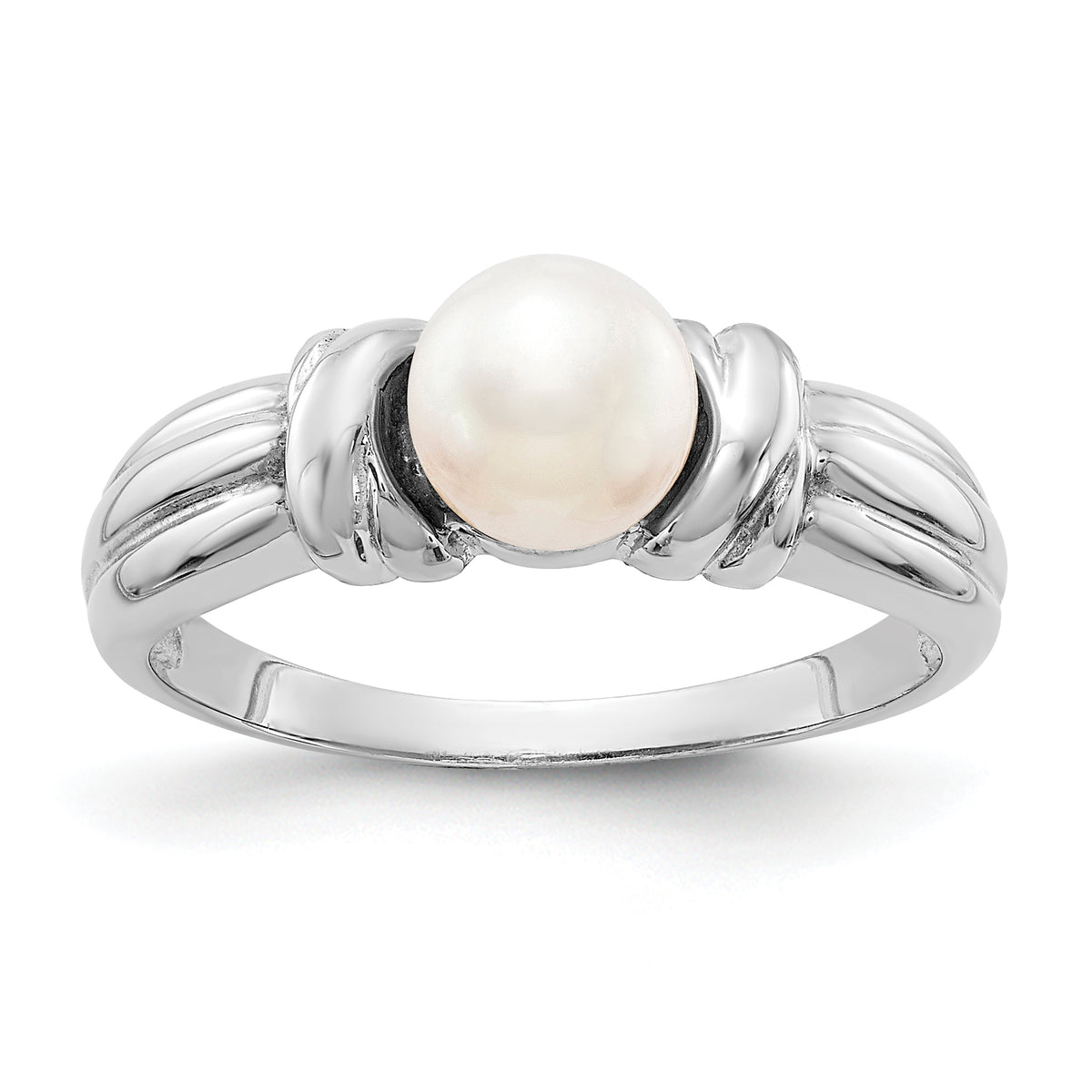 14k White Gold 6mm Fresh Water Cultured Pearl Ring