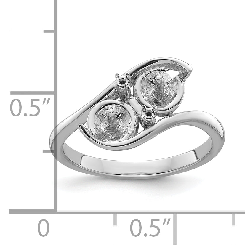 14k White Gold 6mm Pearl & Diamond Ring Mounting