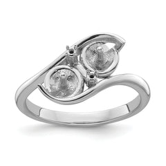 14k White Gold 6mm Pearl & Diamond Ring Mounting