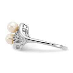 14k White Gold 4mm Fresh Water Cultured Pearl AA Diamond ring