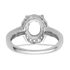 14k White Gold Diamond / 8x6mm Oval Gemstone Halo Ring Mounting