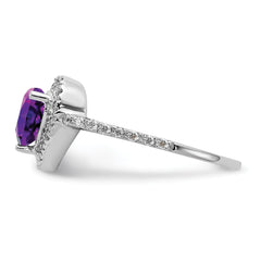 14k White Gold 6mm Heart Amethyst AA Diamond ring