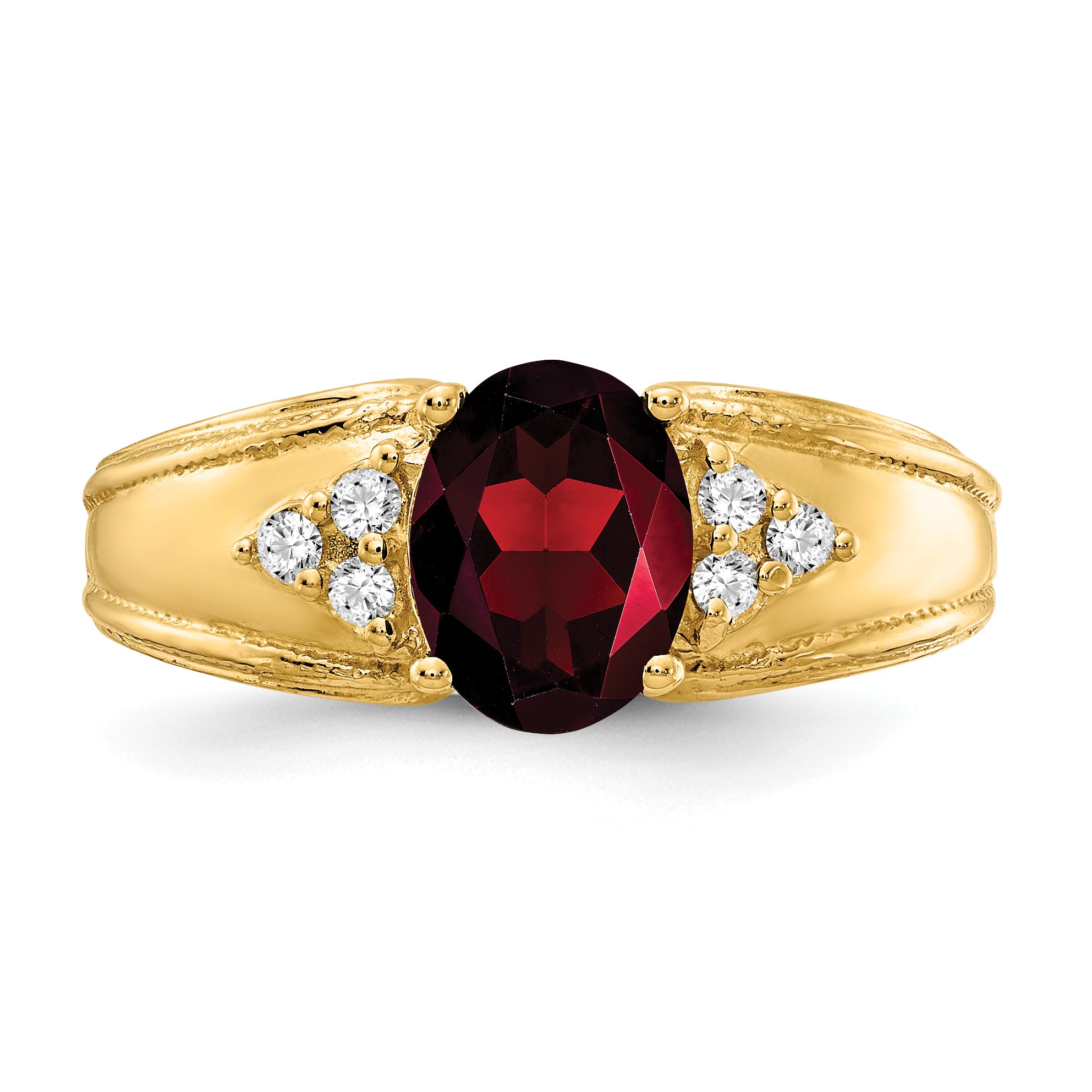 14k 8x6mm Oval Garnet AA Diamond ring