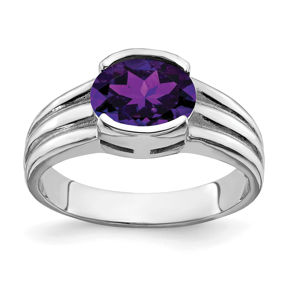 14k White Gold 8x6mm Oval Amethyst ring