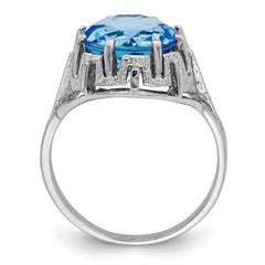 14k White Gold 10mm Blue Topaz ring