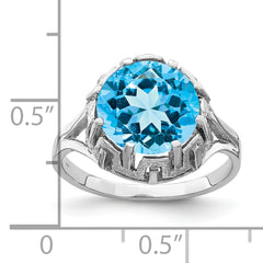 14k White Gold 10mm Blue Topaz ring