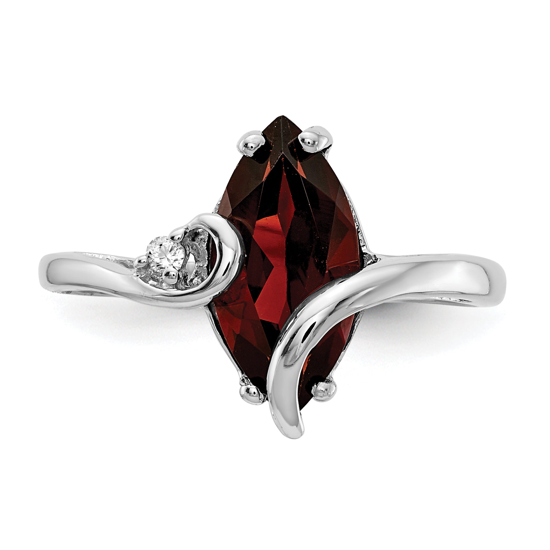 14k White Gold 12x6mm Marquise Garnet AA Diamond ring