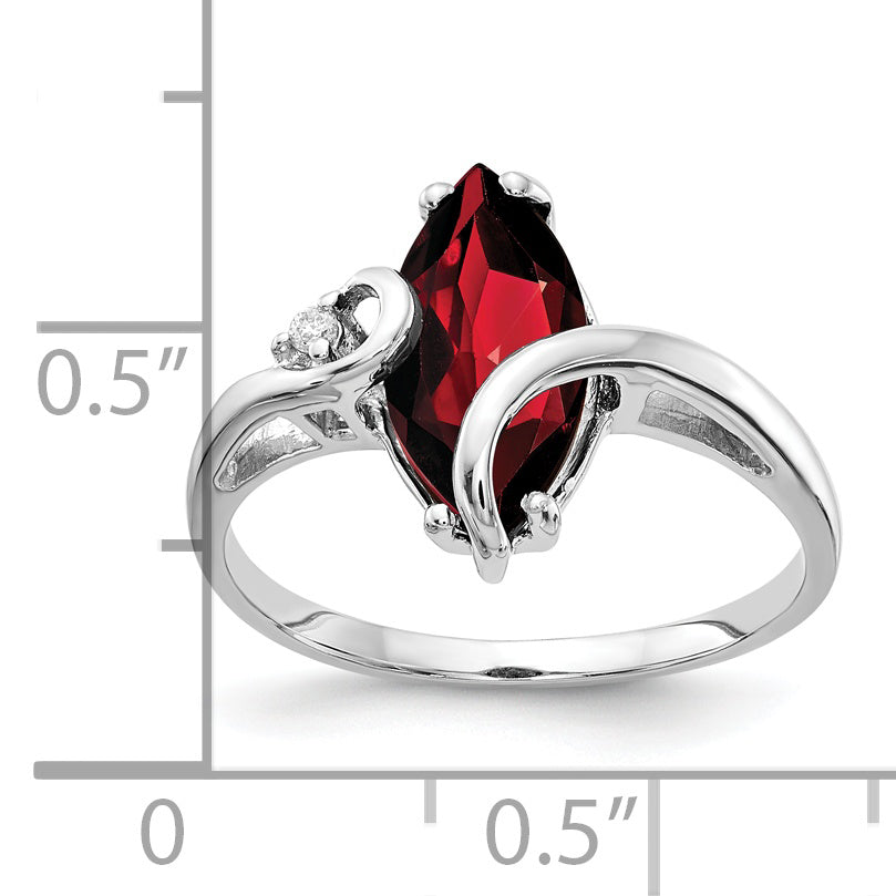 14k White Gold 12x6mm Marquise Garnet AA Diamond ring