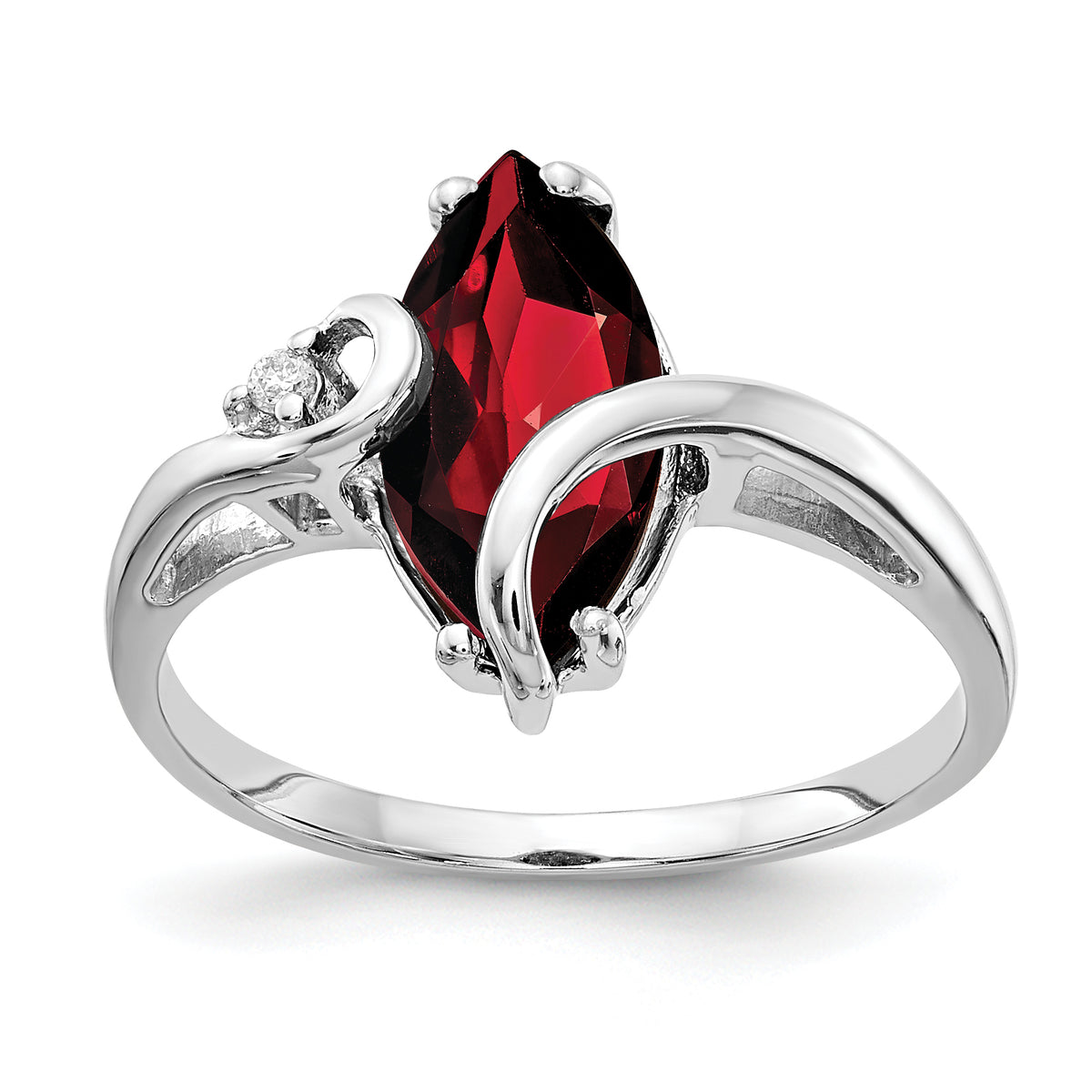 14k White Gold 12x6mm Marquise Garnet AA Diamond ring