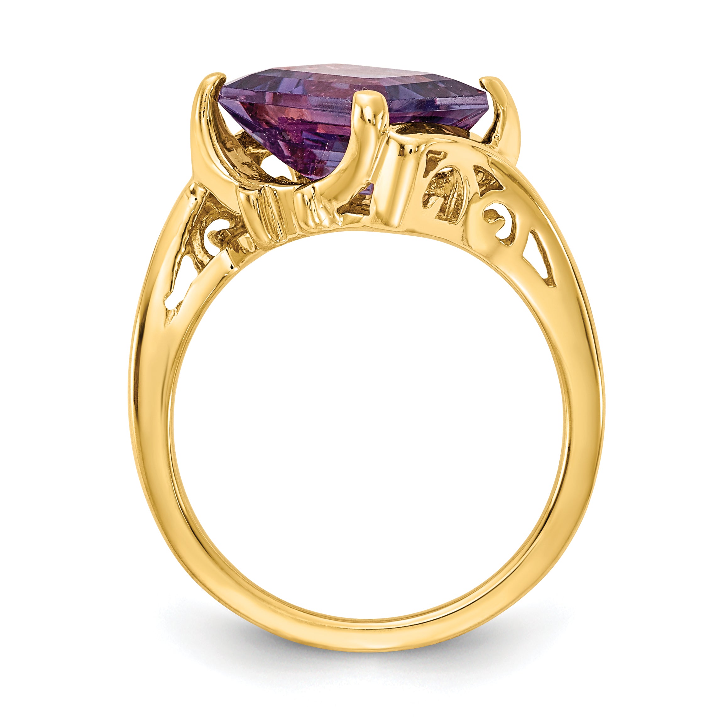 14k 10x8mm Emerald Cut Amethyst ring