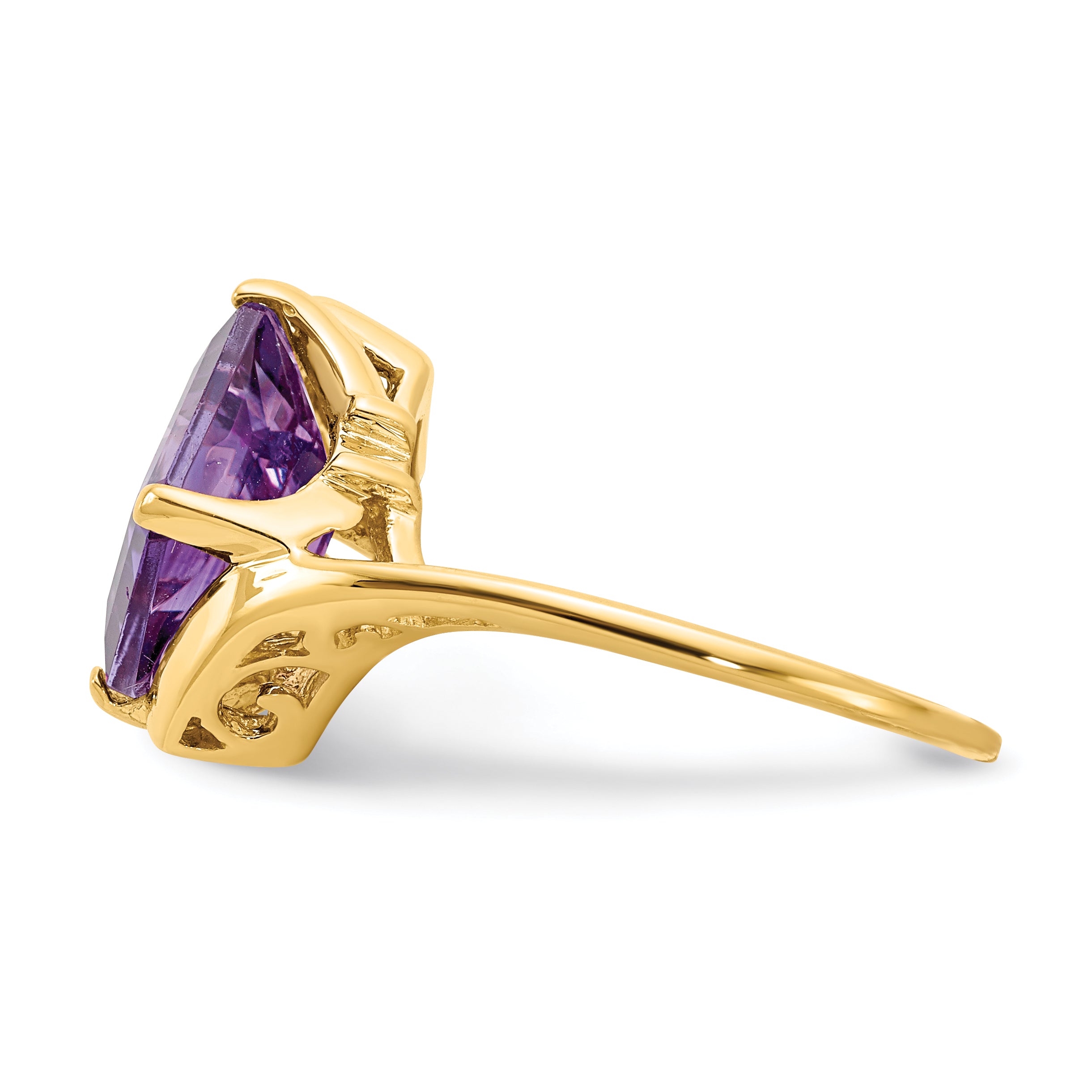 14k 10x8mm Emerald Cut Amethyst ring