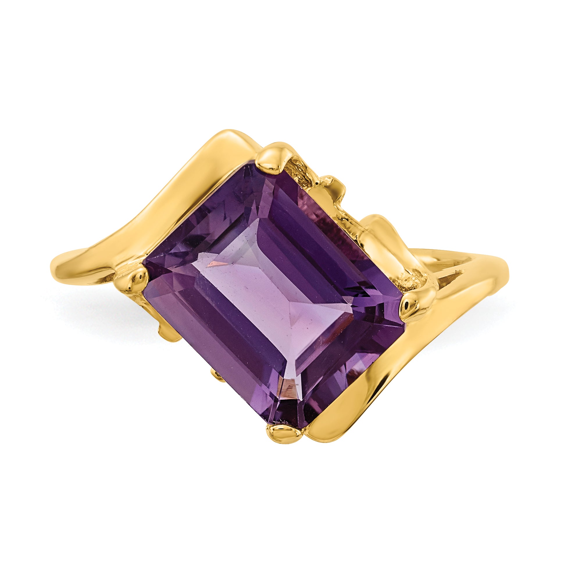 14k 10x8mm Emerald Cut Amethyst ring