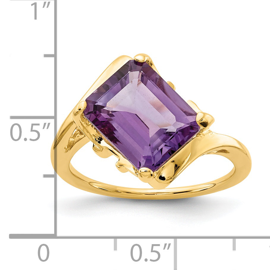 14k 10x8mm Emerald Cut Amethyst ring