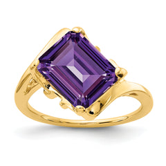 14k 10x8mm Emerald Cut Amethyst ring