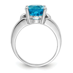 14k White Gold 11x9mm Oval Blue Topaz ring