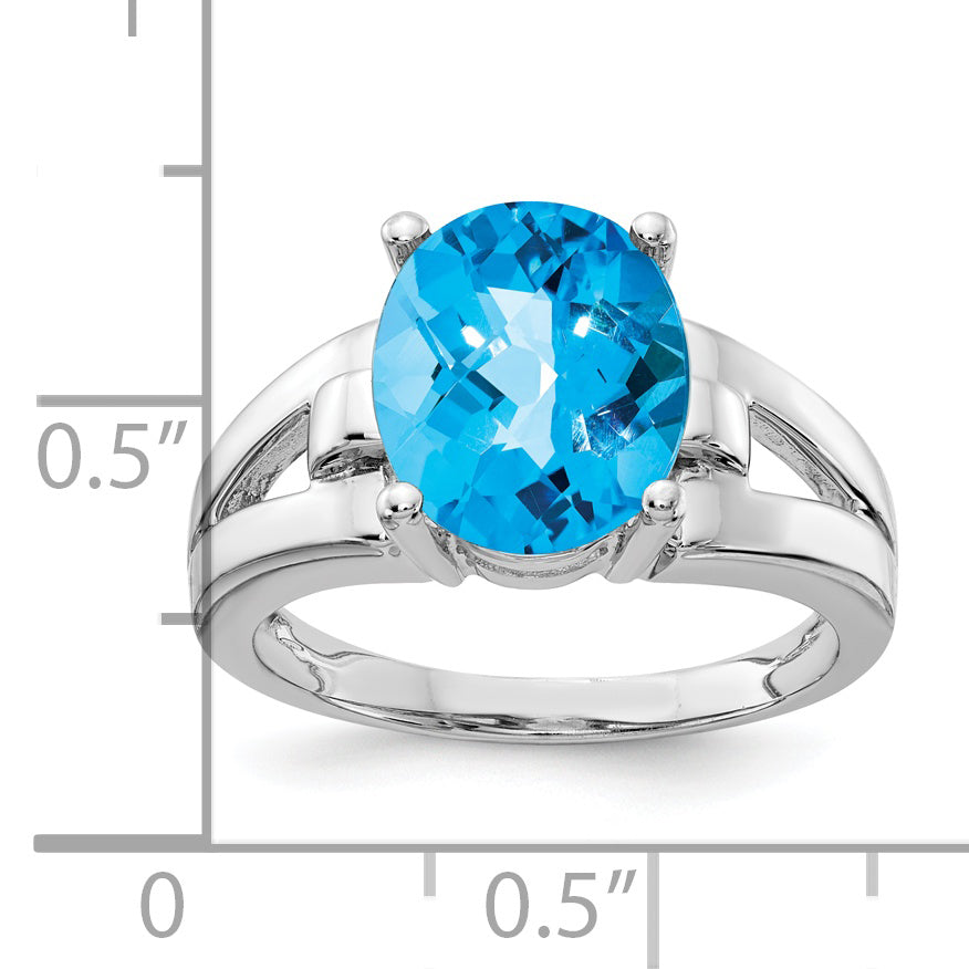 14k White Gold 11x9mm Oval Blue Topaz ring