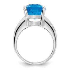 14k White Gold 12x10mm Oval Blue Topaz ring