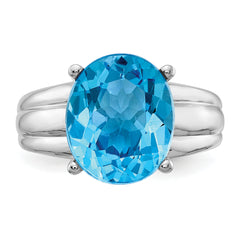 14k White Gold 12x10mm Oval Blue Topaz ring