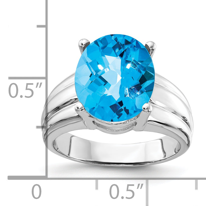 14k White Gold 12x10mm Oval Blue Topaz ring