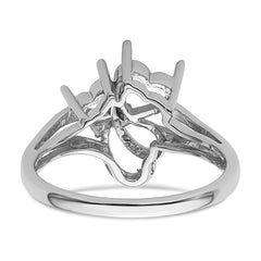 14k White Gold Diamond/6mmHeart/4mmHeart/Gemstone Ring Mounting