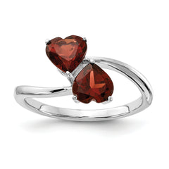 14k White Gold 5mm Heart Garnet ring