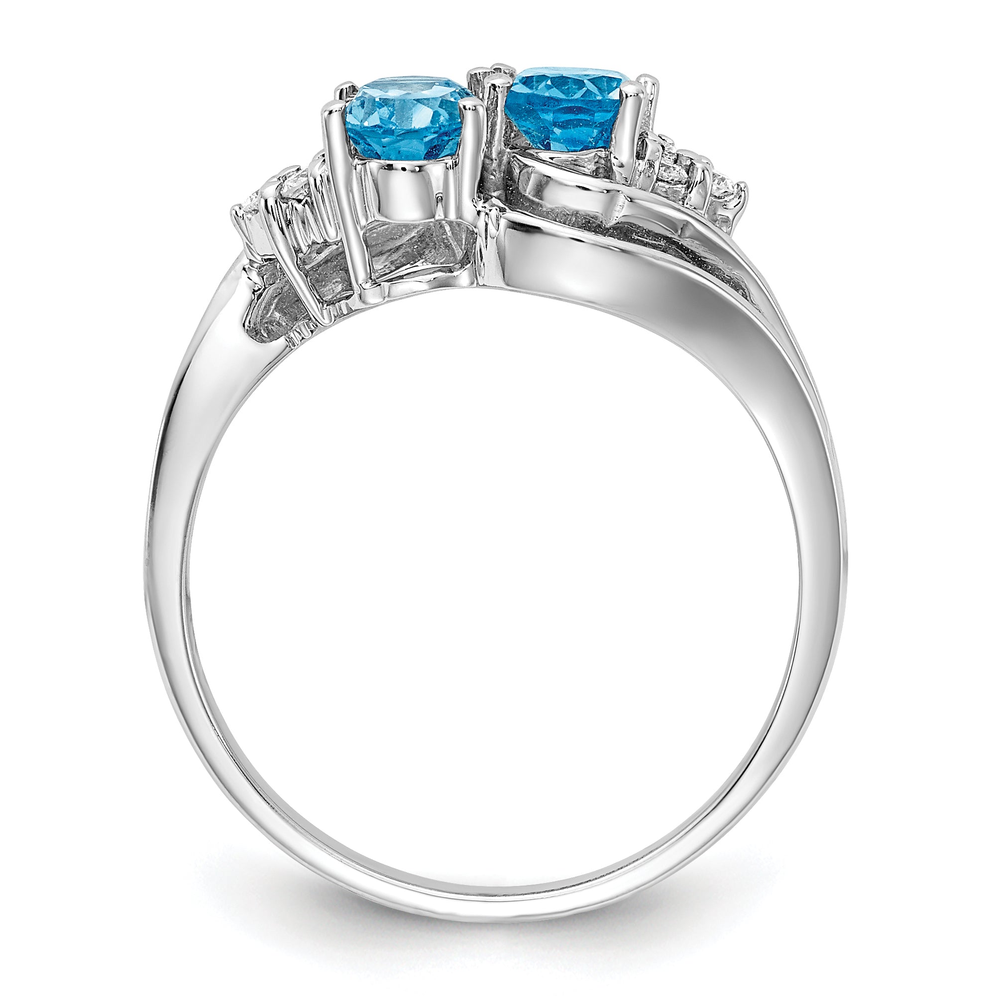 14k White Gold 6x4mm Oval Blue Topaz AA Diamond ring