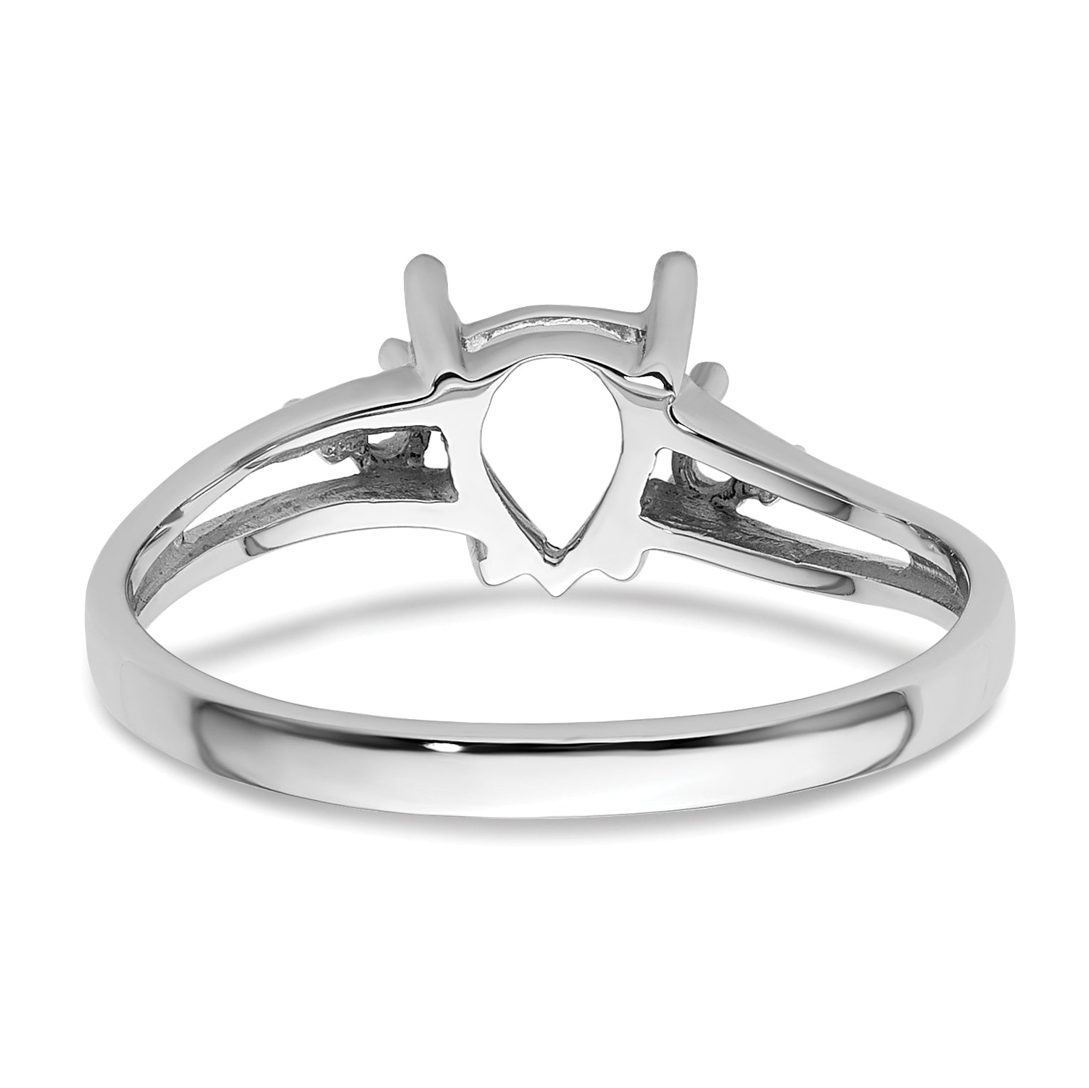 14k White Gold Diamond and 7x5 Pear Gemstone Ring Mounting