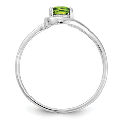 14k White Gold 6x4mm Pear Peridot ring