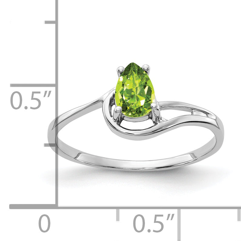 14k White Gold 6x4mm Pear Peridot ring