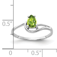 14k White Gold 6x4mm Pear Peridot ring