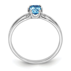 14k White Gold 6x4mm Oval Blue Topaz ring