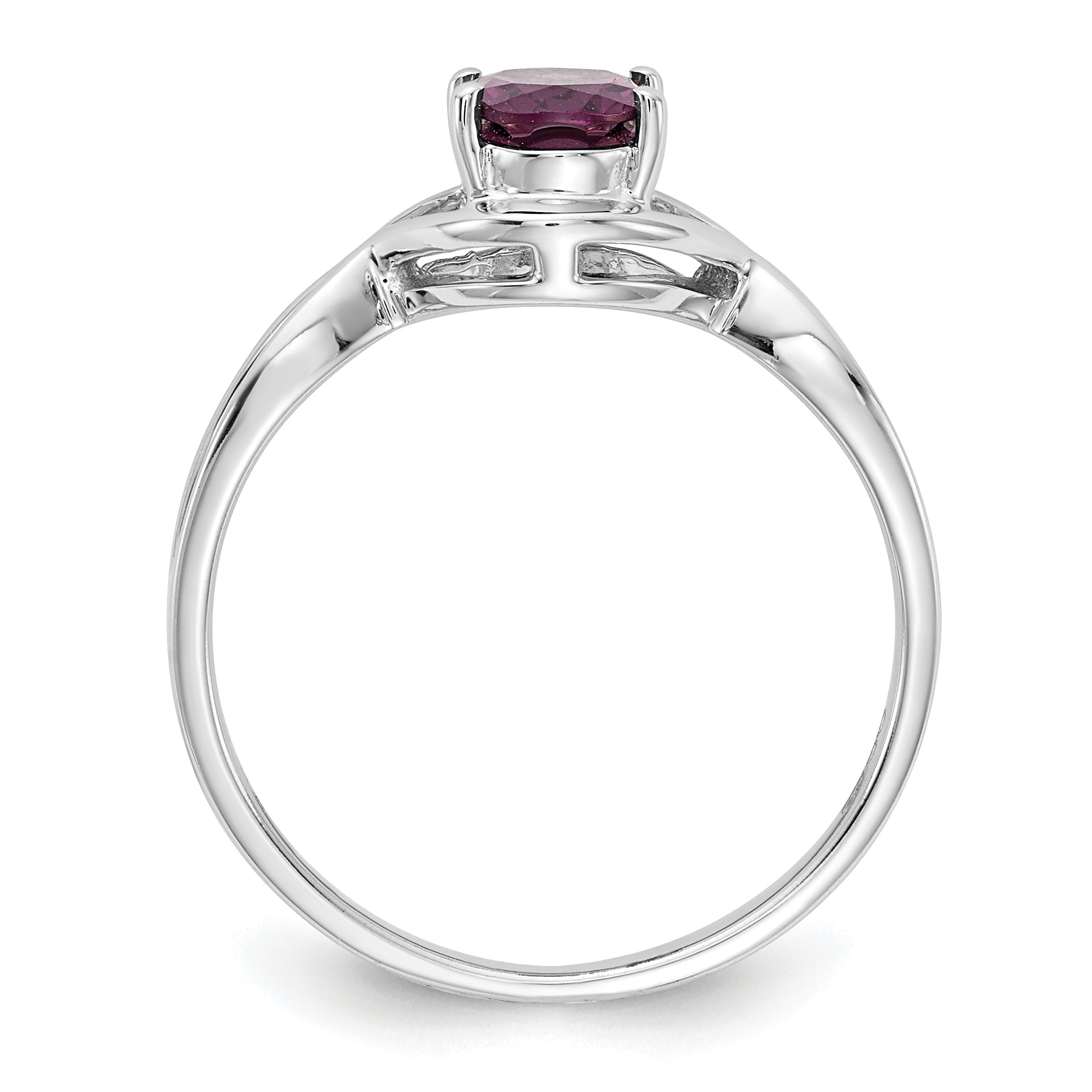 14k White Gold 7x5mm Oval Rhodolite Garnet Ring