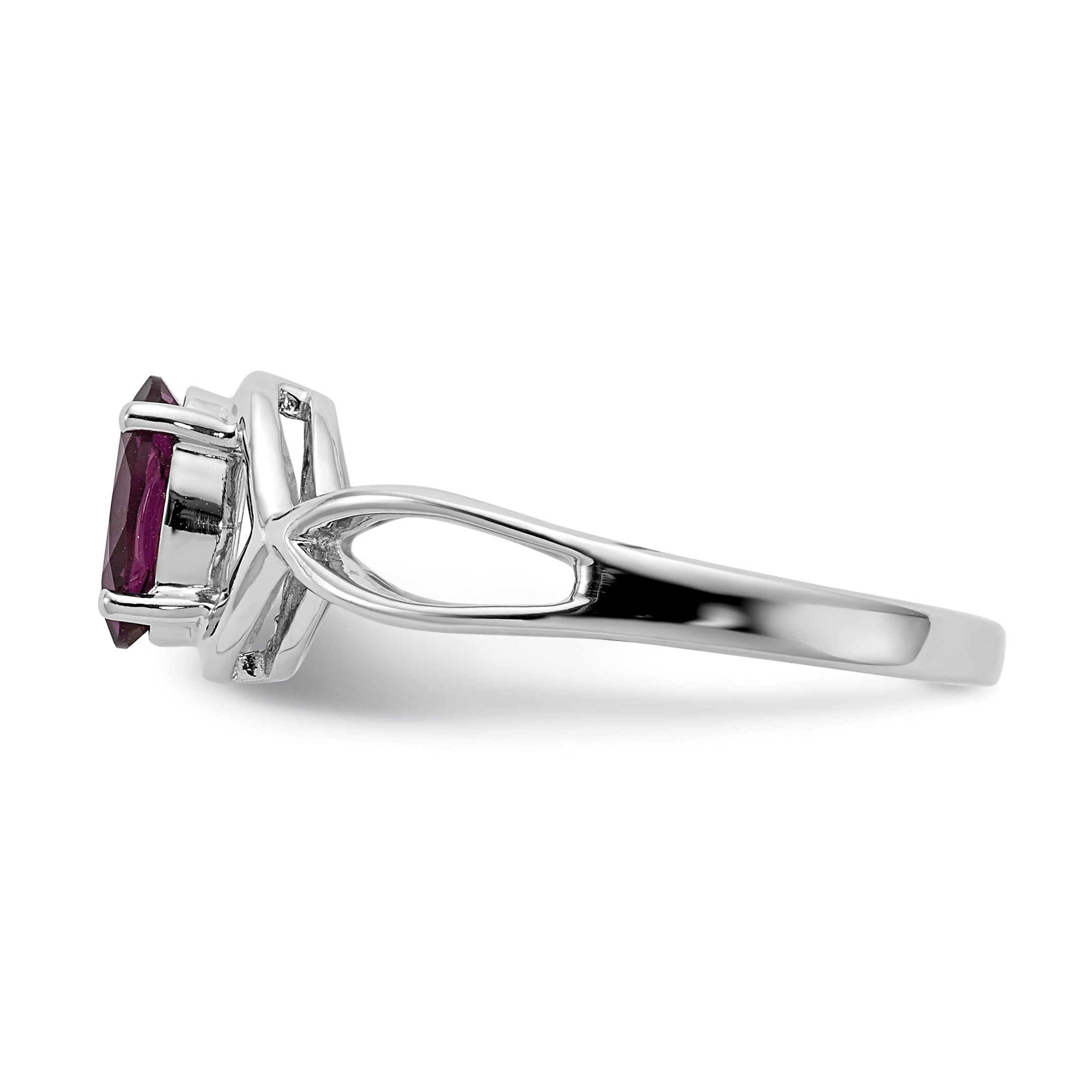 14k White Gold 7x5mm Oval Rhodolite Garnet Ring