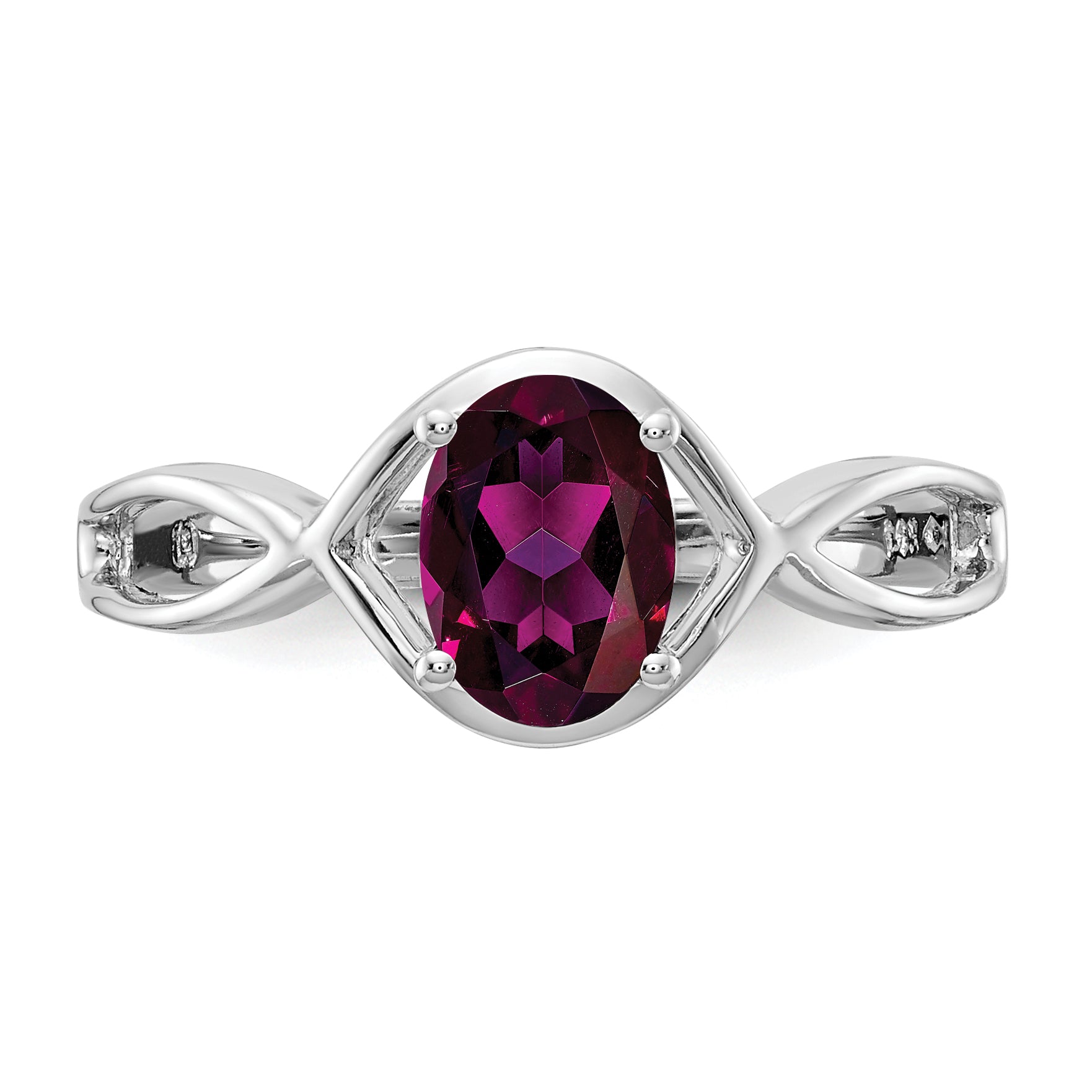 14k White Gold 7x5mm Oval Rhodolite Garnet Ring