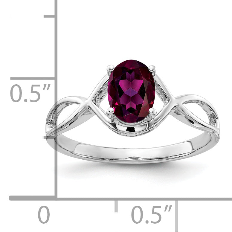 14k White Gold 7x5mm Oval Rhodolite Garnet Ring