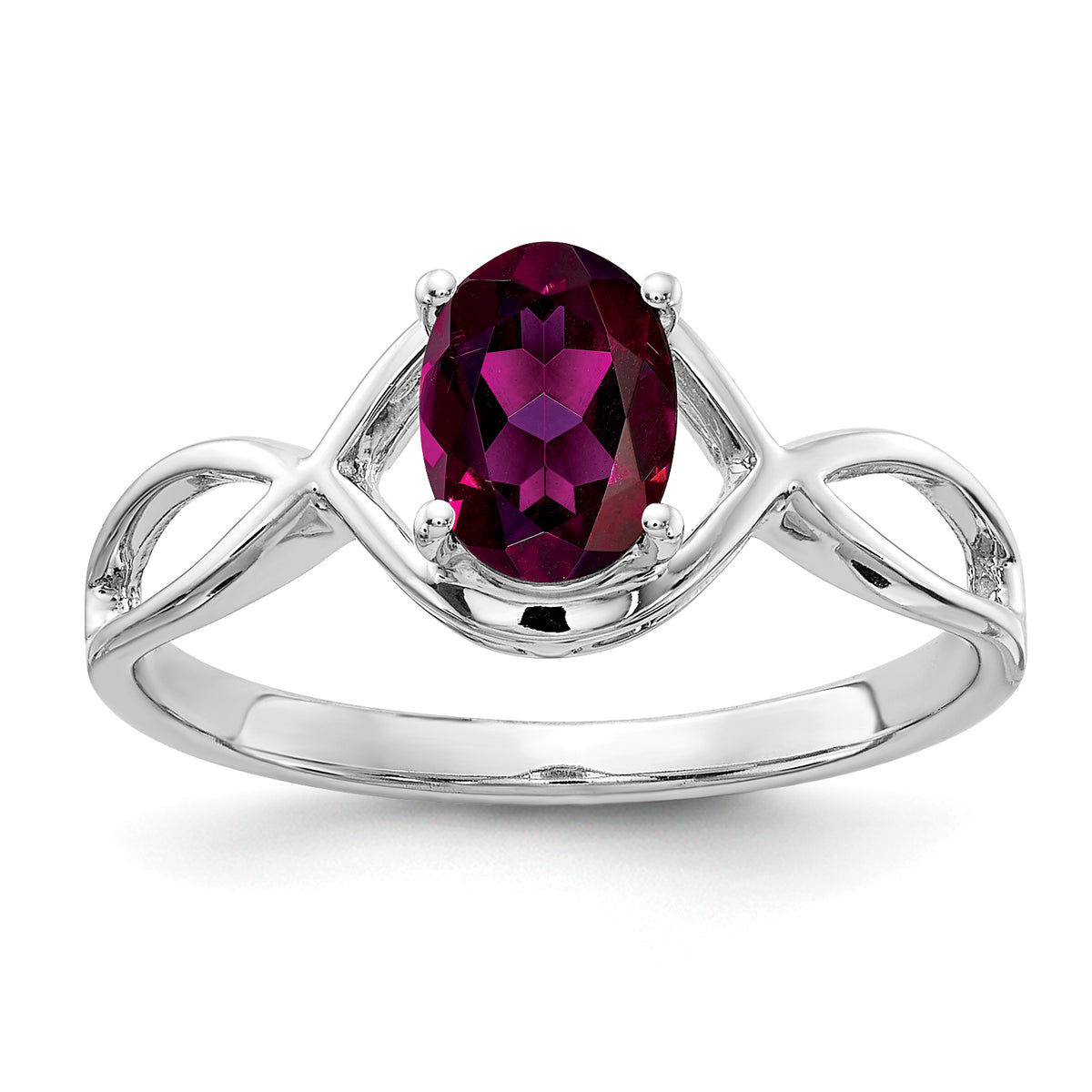 14k White Gold 7x5mm Oval Rhodolite Garnet Ring